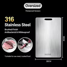 316 Stainless Steel Double-Sided Cutting Board – Thickened Food-Grade Kitchen Chopping Board