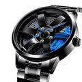 SMAIER Men’s Luxury Sport Watch – Alloy Wheel Design Black Metal Strap