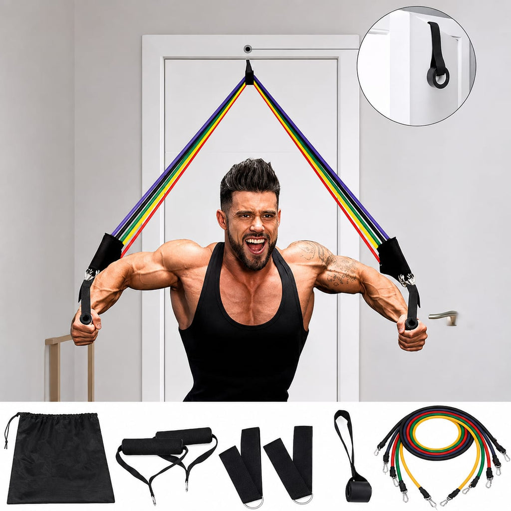 Resistance Bands Set 10-110 lbs – 5-Piece Workout Bands with Handles & Door Anchor